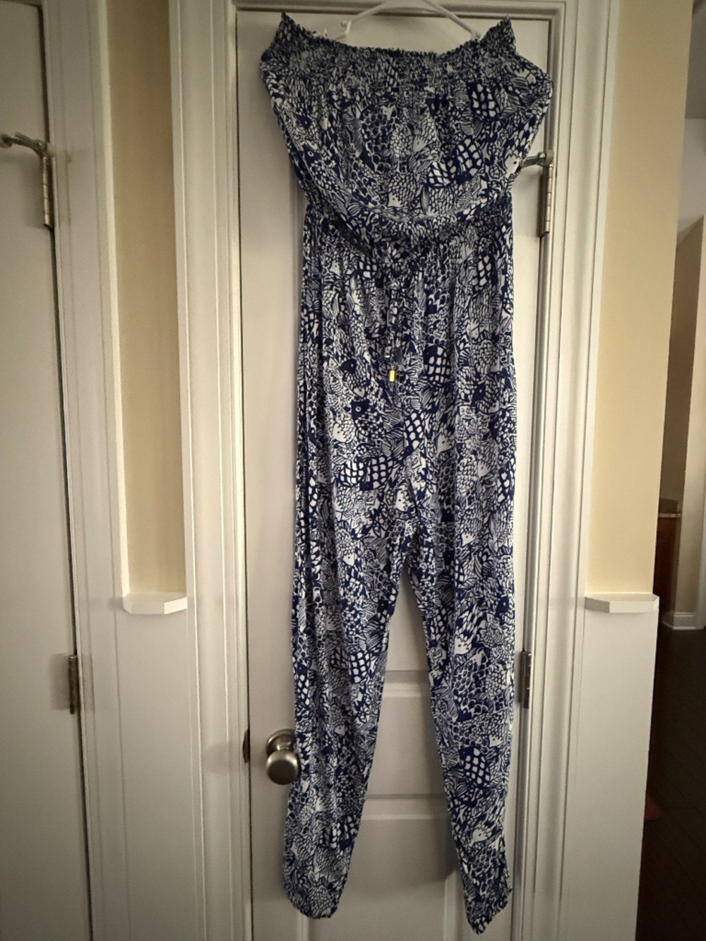 Lilly Pulitzer for Target Strapless Jumpsuit Upstream Navy Fish Size Medium